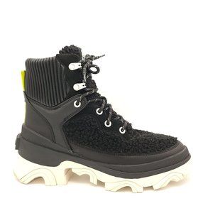 New Sorel Brex Boot Cozy Lace Up Platform Lug Sole Black Womens 8 MSRP $210